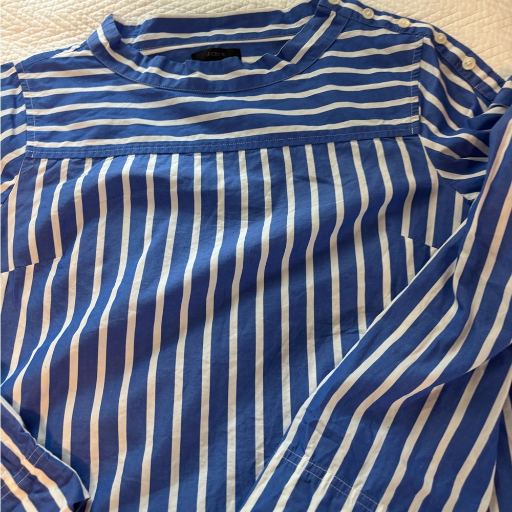 JCrew Blue and White Striped Blouse